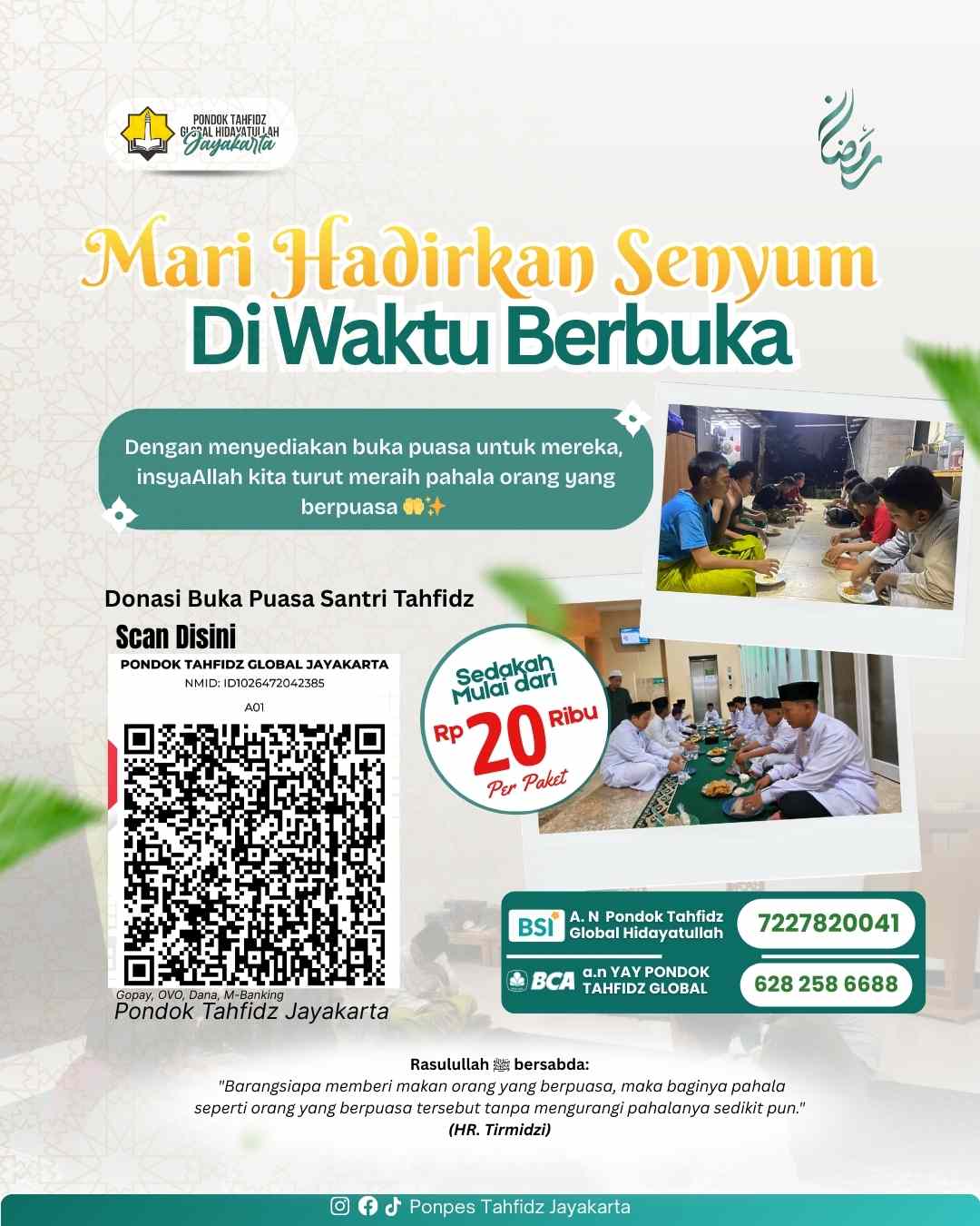 Sedekah Buka Puasa Santri Tahfidz