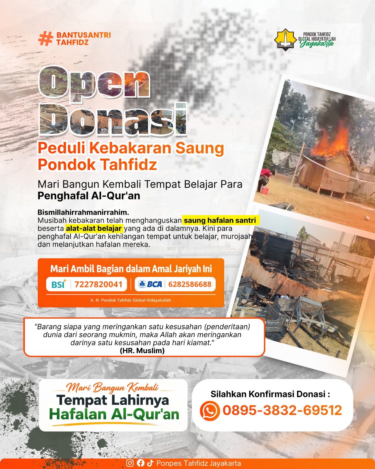 Peduli Kebakaran Saung Hafalan Santri